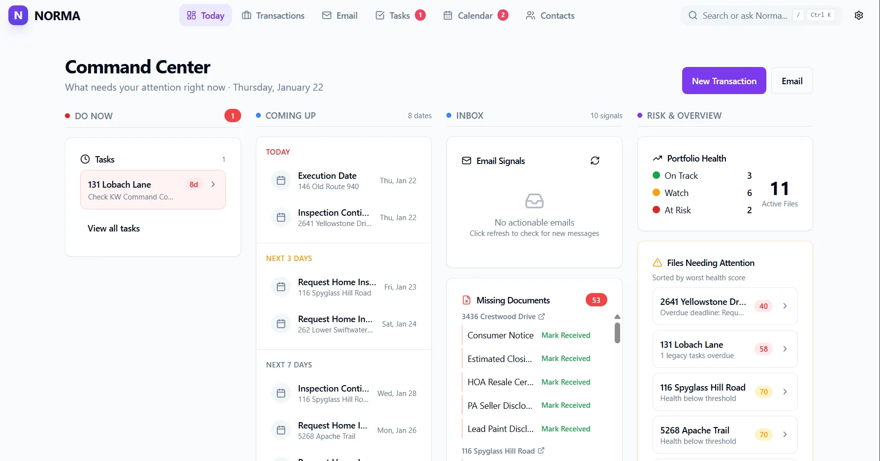 Norma - Closing Desk Daily View