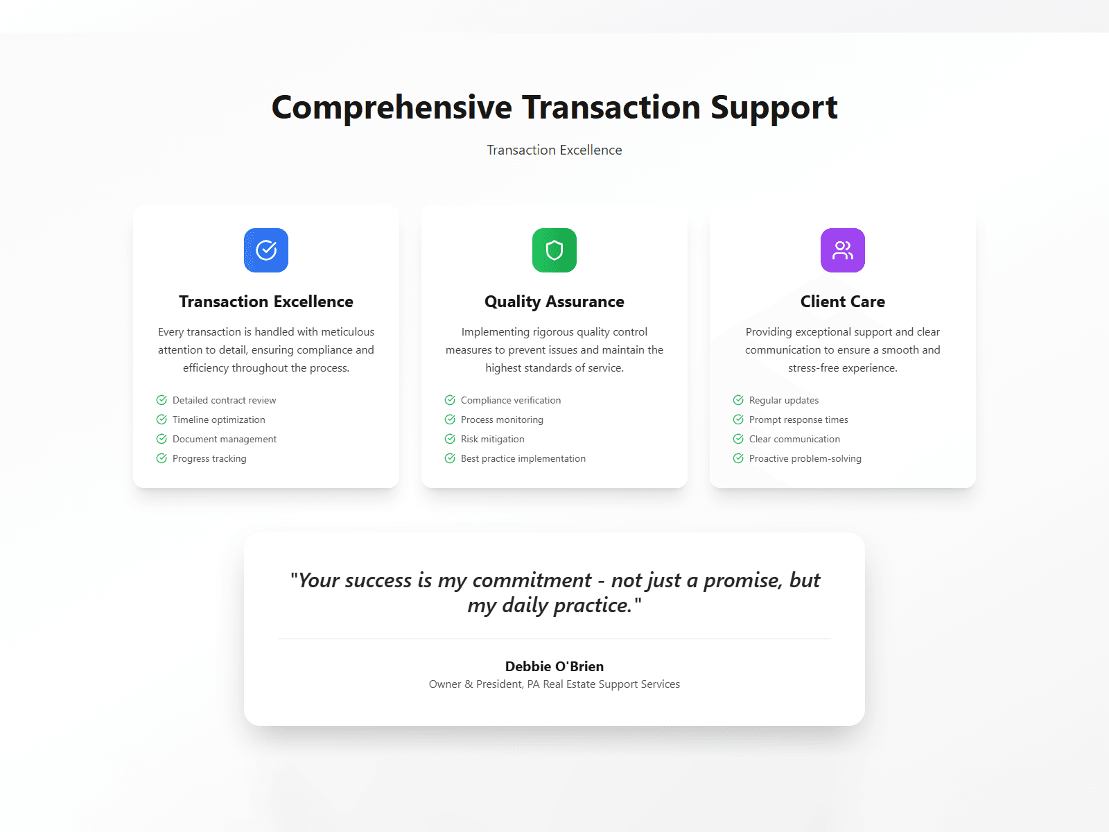 PA Real Estate Support Services - Service Breakdown & Trust Signals