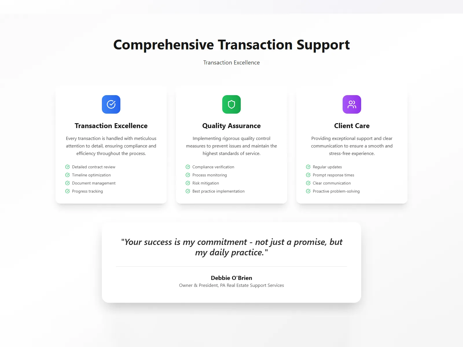 PA Real Estate Support Services - Service Breakdown & Trust Signals