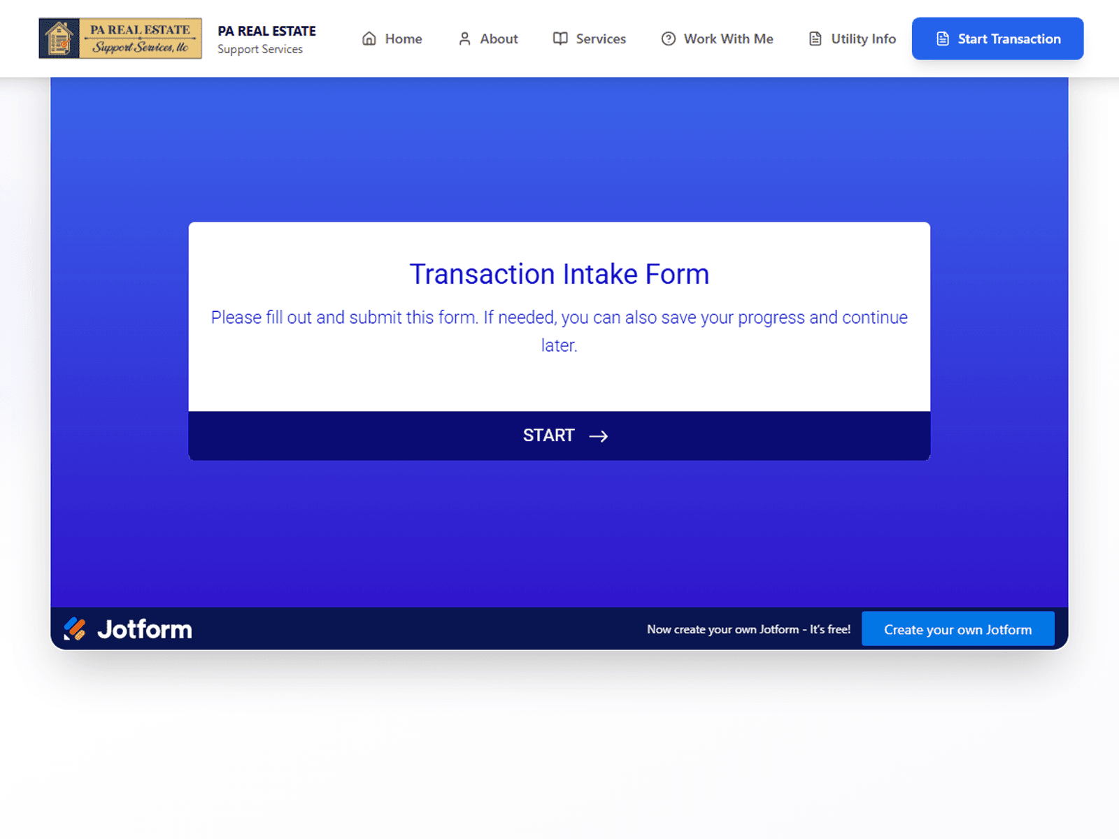 PA Real Estate Support Services - Intake Form Integration