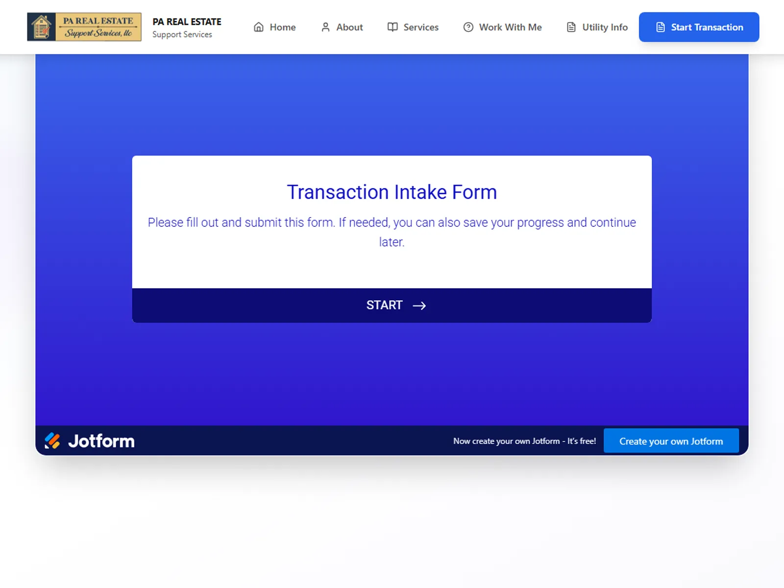 PA Real Estate Support Services - Intake Form Integration