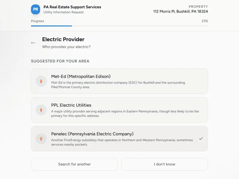UtilitySheet - AI-Assisted Provider Picker