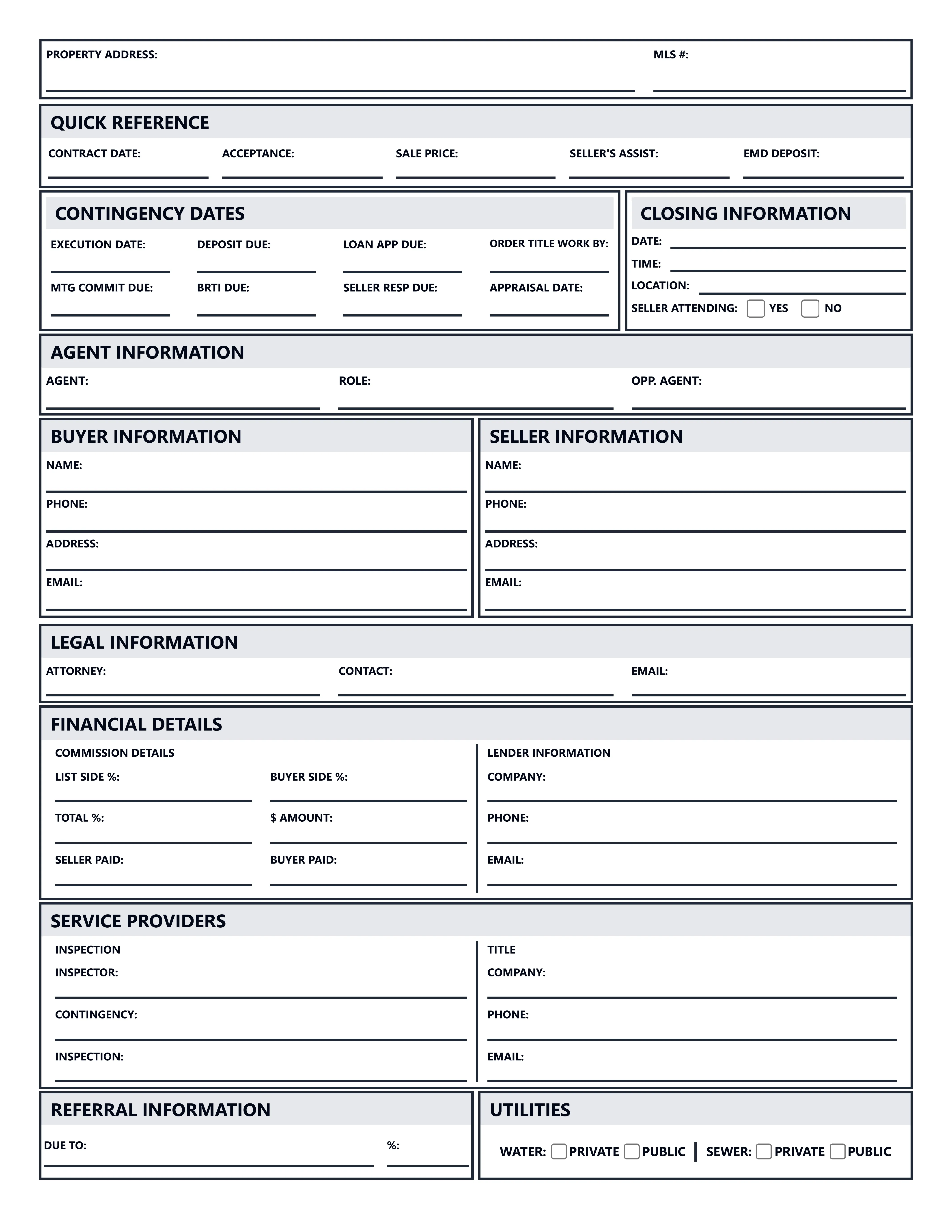 TC Cover Sheet / Quick Reference