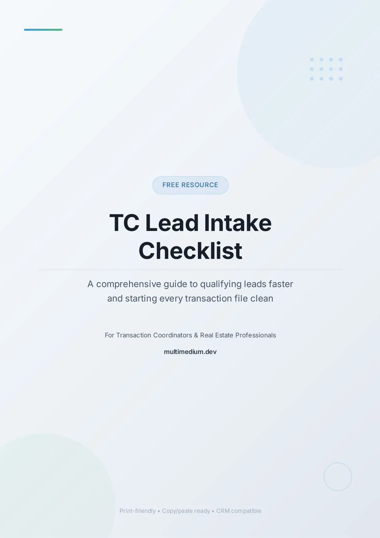 TC Lead Intake Checklist