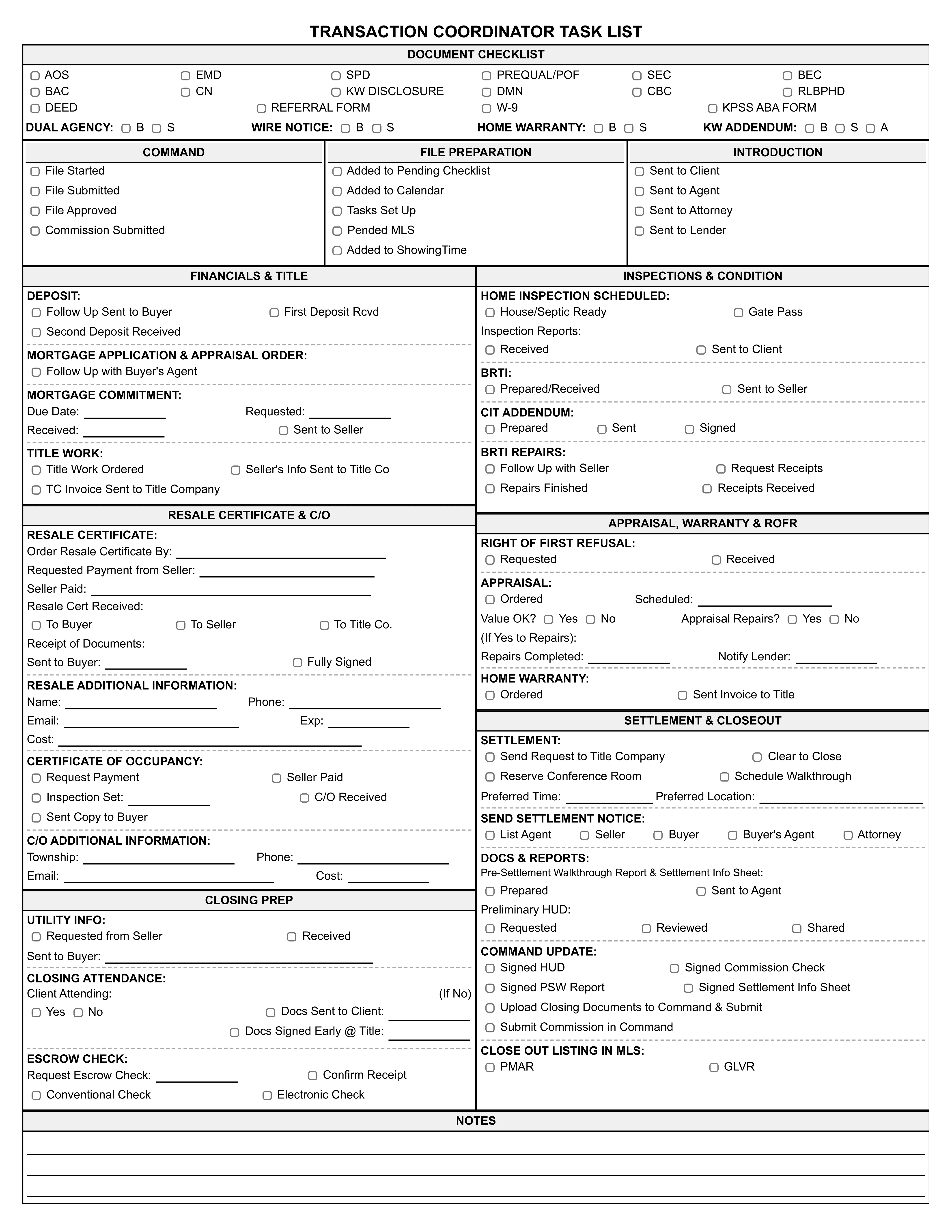 TC Task List Sheet preview